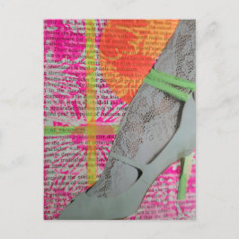 Sexi Bein in Spitze und Absätzen Mixed Media Colla Postkarte