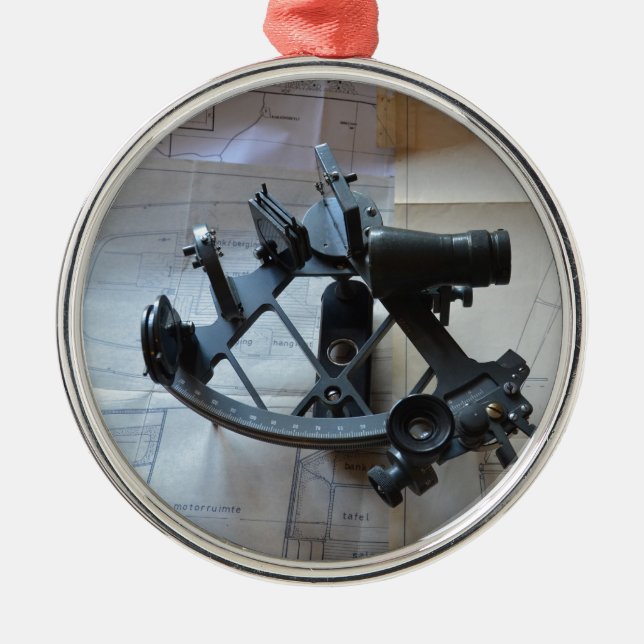 Sextant für Himmelsnavigation Ornament Aus Metall (Vorne)