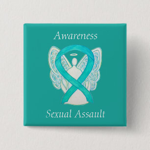 Sexuelles Angriffsbewusstsein Angel Ribbon Button