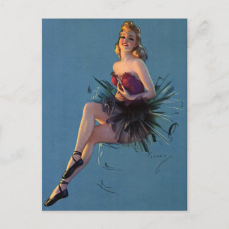 Sexy Ballerina Dancer Vintages Button Up Girl Postkarte