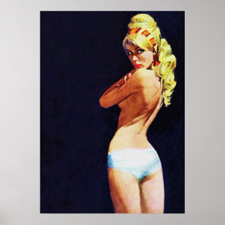 Sexy Blonde Girl Vintage Pulp Magazine Cover Art Poster