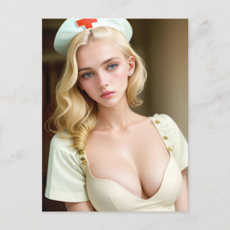 Sexy Blonde Nurse Postcard Postkarte
