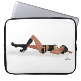 Sexy Brünett Pinup Girl Schlafen Laptop Schläfchen Laptopschutzhülle