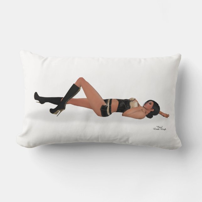 Sexy Brünett Pinup Girl Schlafen Lumbar Kissen (Vorderseite)