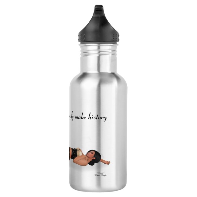 Sexy Brünett Pinup Girl Schlafen Wasser Flasche Edelstahlflasche (Rechts)
