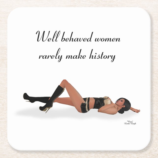 Sexy Brünett Pinup Girl Schlafpapier Untersetzer (Vorderseite)