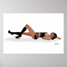 Sexy Brünett Pinup Girl Schlafplakat Poster