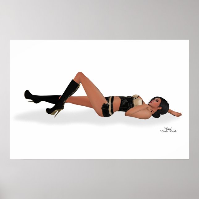 Sexy Brünett Pinup Girl Schlafplakat Poster (Vorne)