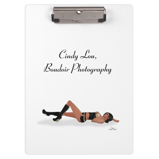 Sexy Brünett Pinup Girl Sleeping Clipboard Klemmbrett (Vorderseite)