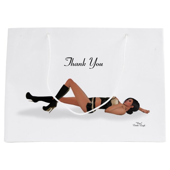 Sexy Brünett Pinup Girl Sleeping Gift Bag Große Geschenktüte (Vorderseite)