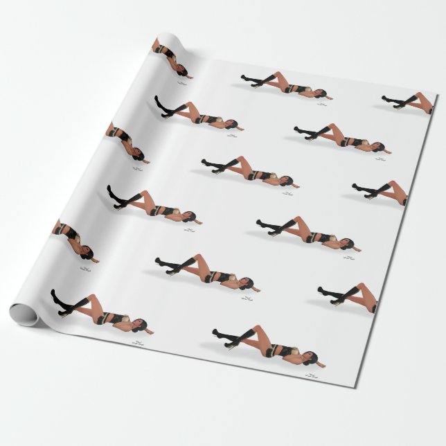Sexy Brünett Pinup Girl Sleeping Wrapping Paper Geschenkpapier (Ungerollt)