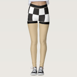 Sexy Checkered Schwarz-Weiß-Fake Shorts Leggings