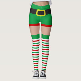 Sexy Elf Red Green Striped Strumpfs Neuartiger Spa Leggings