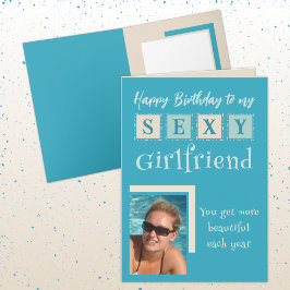 Sexy Freundin füge Foto türkis und Geburtstag Karte