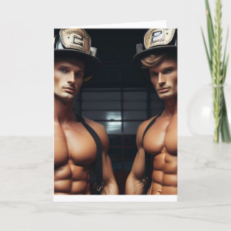 SEXY HUNK FIREFIGHTERS HOT BIRTHDAY GREETING Card Karte