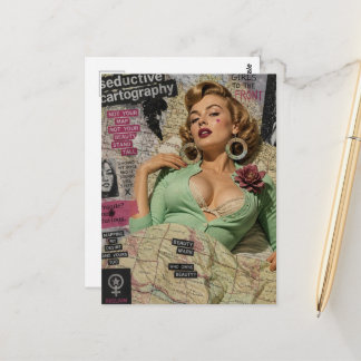Sexy Lady Mixed Media Collage Postkarte