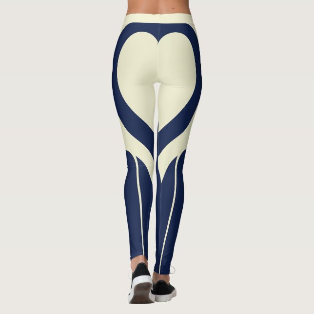 Sexy Navy Blue Cream Hintern Leggings (Rückseite)