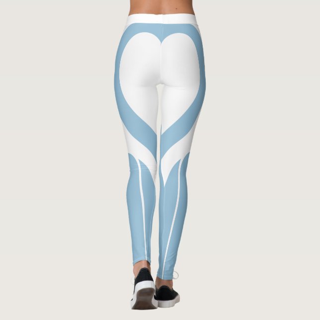 Sexy Pastel Blue White Heart Hintern Gym Actuwear Leggings (Rückseite)