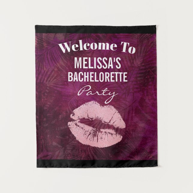 Sexy Pink Glitzer Lips Glamour Bachelorette Wandteppich (Vorderseite)