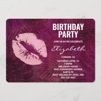 Sexy Pink Glitzer Lips Glamour Geburtstag Einladung