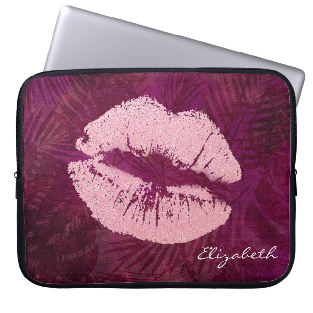 Sexy Pink Glitzer Lips Glamour Laptopschutzhülle (Vorderseite)