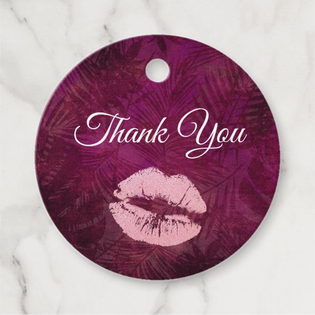 Sexy Pink Glitzer Lips Glamour Vielen Dank Geschenkanhänger (Vorderseite)