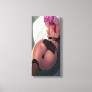 Sexy Pink haarig Hentai Girl Canvas Print Leinwanddruck