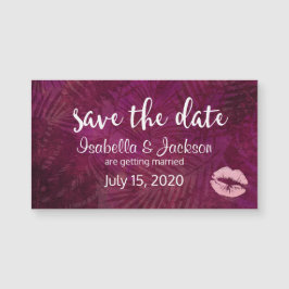 Sexy Pink Lips & Tropical Blätter Save the Date Magnetkarte