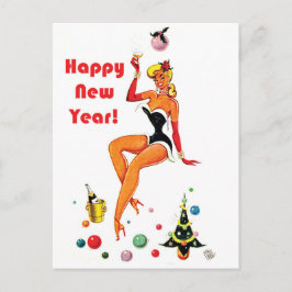 sexy Pinup Frau wünscht Ihnen glücklichen Neujahrs Postkarte