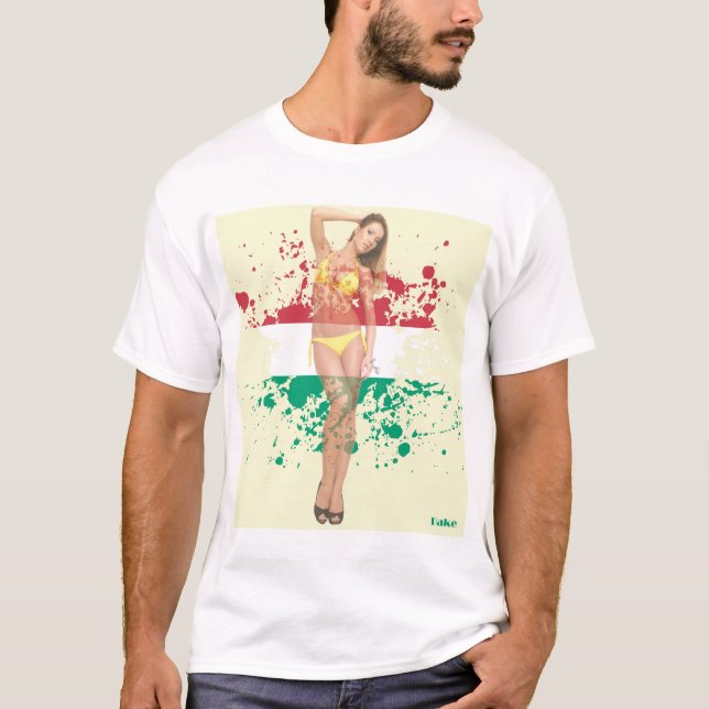 Sexy PinUpmädchen lösen sich auf Flagge - T-Shirt (Vorderseite)