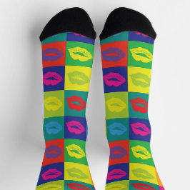 Sexy Pop Art Lipstick Kiss Marks Muster Socken