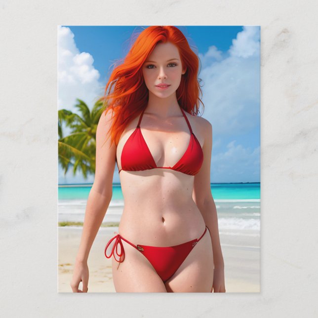 Sexy Red Bikini Postcard Postkarte (Vorderseite)