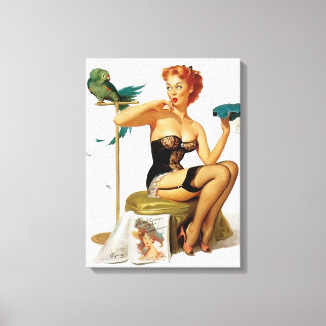 Sexy Red Haar Pinup Girl Leinwanddruck (Vorderseite)