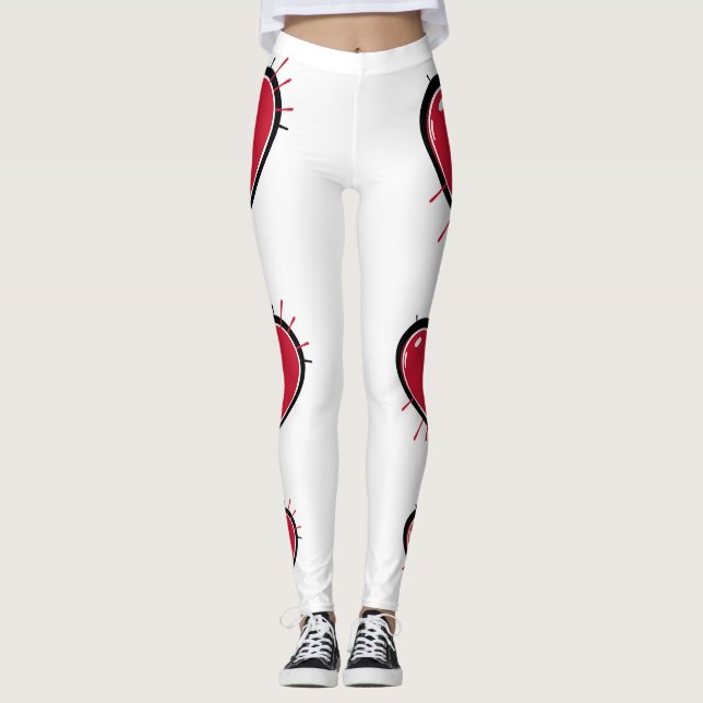 Sexy Red Heart Gym Activewear Leggings (Vorderseite)