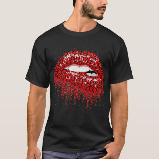 Sexy Red Lip Biting Red Heart Drips Lippen für Ki T-Shirt