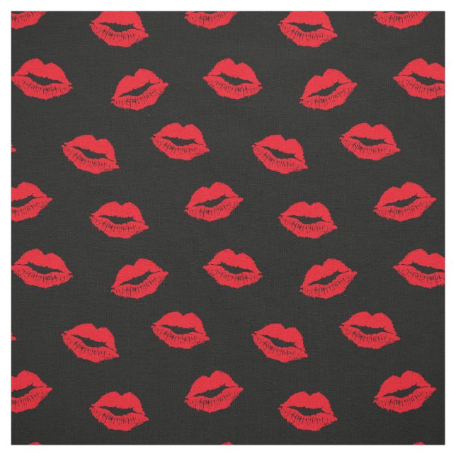 Sexy Red Lips Muster auf schwarz Stoff (Muster)