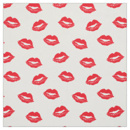 Sexy Red Lips Muster auf Weiß Stoff