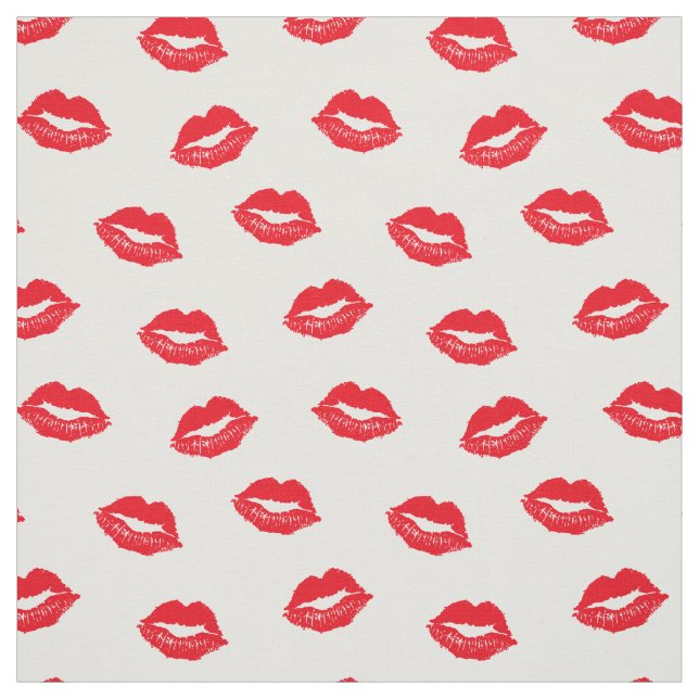 Sexy Red Lips Muster auf Weiß Stoff (Muster)