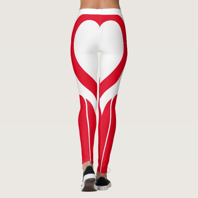 Sexy Red White Heart Hintern Gym Actuwear Leggings (Rückseite)