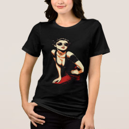 Sexy Retro Pin-Up Girl T-Shirt Tri-Blend Shirt