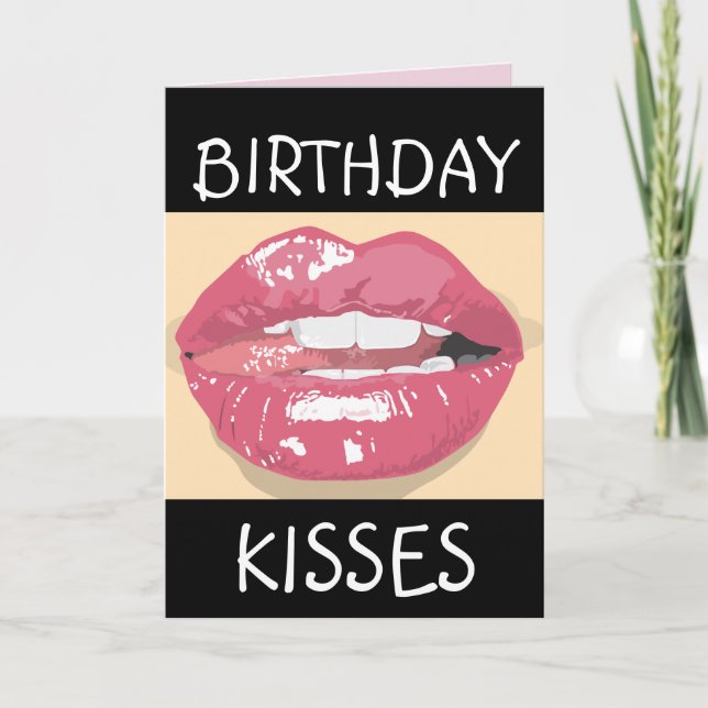 SEXY ROMANTIC LIPS BIRTHDAY Greeting Card HUSBAND Karte (Vorderseite)