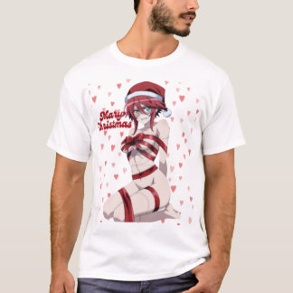 Sexy Santa Frohe Weihnachten Eingewickelte Anime-G T-Shirt