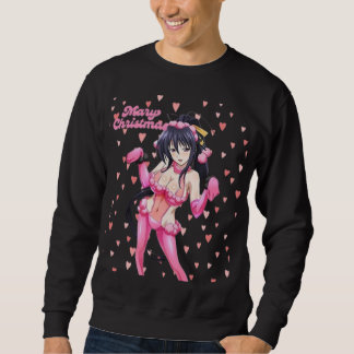 Sexy Santa Frohe Weihnachten Pinkes Herz Anime Div Sweatshirt
