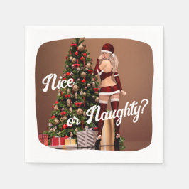 Sexy Santa Girl in der Nähe des Weihnachtsbaumes Serviette