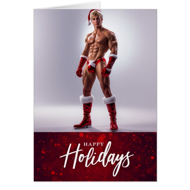 Sexy Santa Happy Holidays - Weihnachtskarte (Vorne)