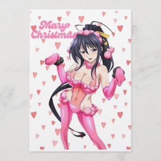 Sexy Santa Marry Cristmas Pink Heart Anime Diva Einladung