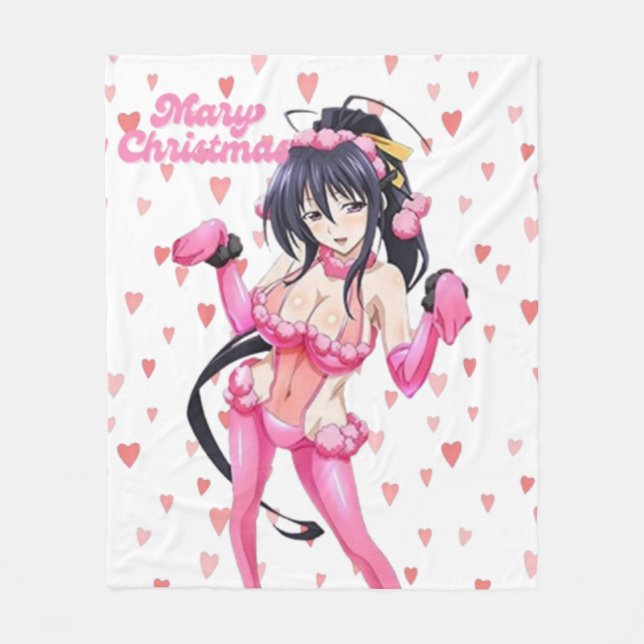 Sexy Santa Marry Cristmas Pink Heart Anime Diva Fleecedecke (Vorderseite)