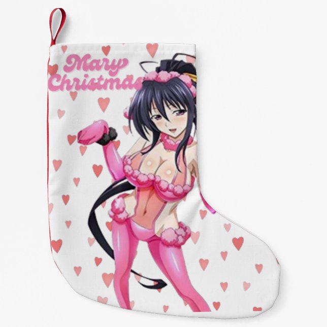 Sexy Santa Marry Cristmas Pink Heart Anime Diva Kleiner Weihnachtsstrumpf (Vorderseite)