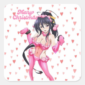 Sexy Santa Marry Cristmas Pink Heart Anime Diva Quadratischer Aufkleber