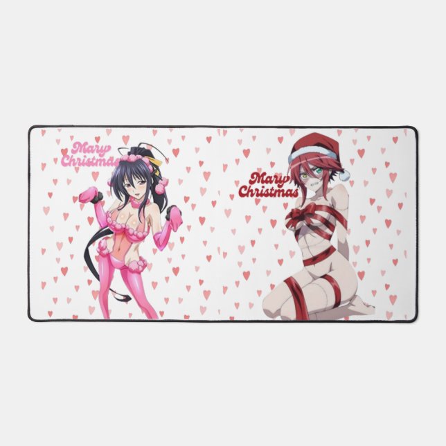 Sexy Santa Marry Cristmas Pink Heart Anime Diva Schreibtischunterlage (Vorderseite)